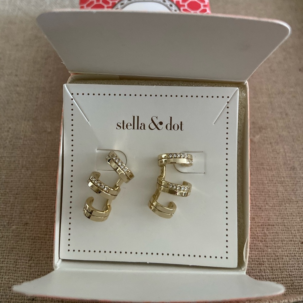 Stella & Dot pave Trio earrings